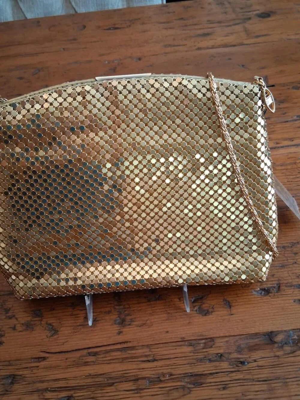 Y&S Gold Mesh Shoulder Crossbody Bag NWT